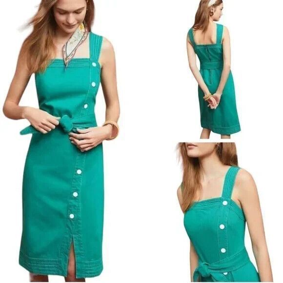 Anthropologie Dresses & Skirts - Maeve by Anthropologie Women  Elizabeth Button Front Midi Dress Size 14 Green